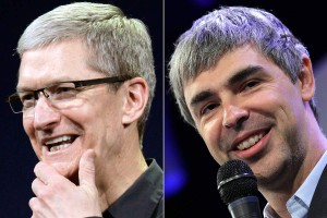 Apple CEO Tim Cook and Google CEO Larry Page
